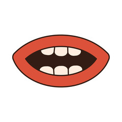 Groovy retro mouth. Merry christmas retro style vector illustration icon