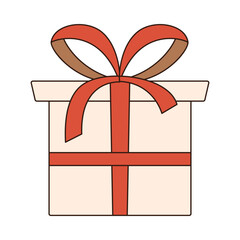 Retro gift box. Merry christmas retro style vector illustration icon