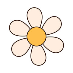 Groovy retro flower. Merry christmas retro style vector illustration icon