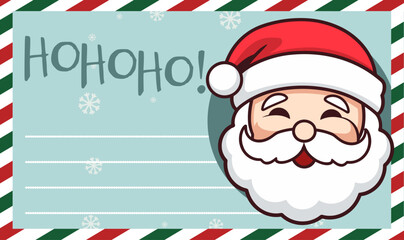 Winter Season’s Merry Christmas and Happy New Year: Vector Greeting Card with Cute Santa Claus Head