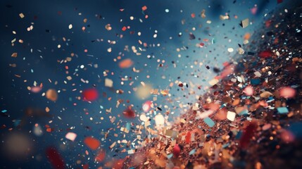 Sparkling confetti falling through the air in a jubilant party atmosphere.