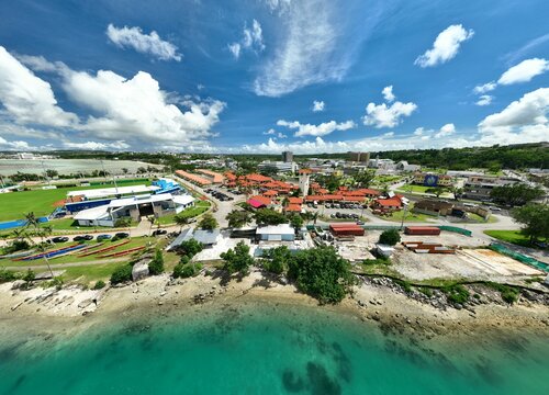 Aerial photo of the I Sengsong Chamorro village in Hagatna, Guam