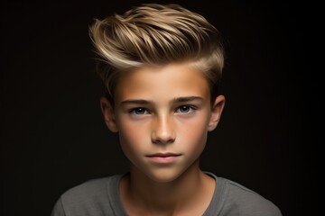 Stylish young boy with a modern haircut