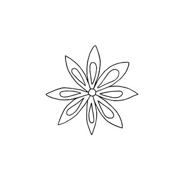 recommend clip art: Star anise hand drawn in ink. Monochrome contour drawing. Vector illustration. Design element for coloring pages, menu, cards, prints, packaging, invitations, business cards, advertising
