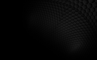 Illustration of a black background with 3D patterns and effects