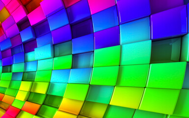 Background illustration with 3D colorful shaped mosaic cubes with effects