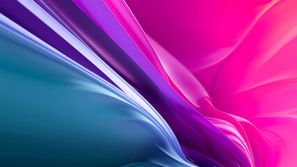 Illustration of abstract blue purple pink background with fabric wavy shapes with effects