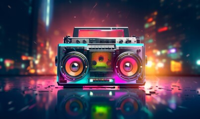 Colorful retro music Boombox 3d  render style