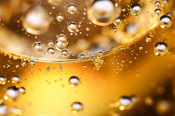 Close up macro shot of bubbles in a glass of champagne sparkling wine - obrazy, fototapety, plakaty