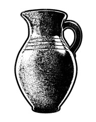 Earthenware jug retro stencil illustration stamp with distressed grunge texture isolated on transparent background
