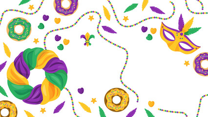 Mardi Gras carnival card King Cake