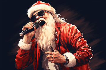 santa claus singing in rock and roll style