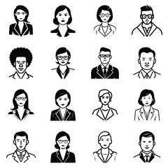Business People Flat Icon Set Isolated On White Background