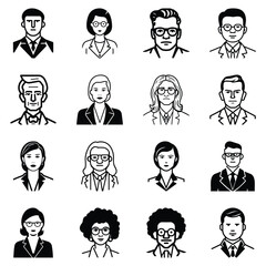 Business People Flat Icon Set Isolated On White Background