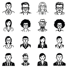Business People Flat Icon Set Isolated On White Background