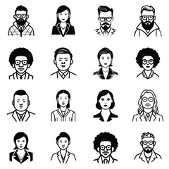 Business People Flat Icon Set Isolated On White Background