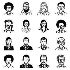 Business People Flat Icon Set Isolated On White Background