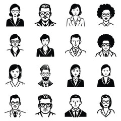 Business People Flat Icon Set Isolated On White Background
