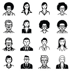 Business People Flat Icon Set Isolated On White Background