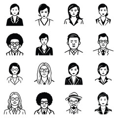 Business People Flat Icon Set Isolated On White Background