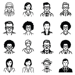 Business People Flat Icon Set Isolated On White Background