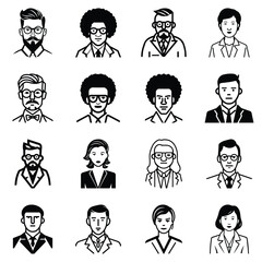 Business People Flat Icon Set Isolated On White Background