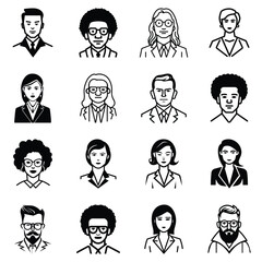 Business People Flat Icon Set Isolated On White Background