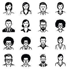 Business People Flat Icon Set Isolated On White Background