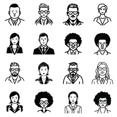 Business People Flat Icon Set Isolated On White Background