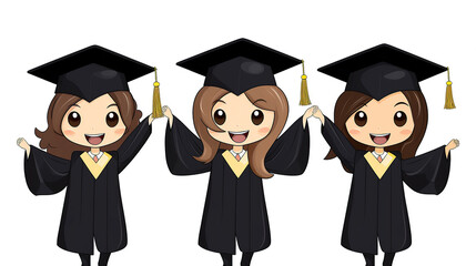 Cartoon picture of graduate, isolated on white background.