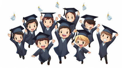 Obraz premium Cartoon picture of graduate, isolated on white background.