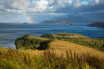 Rainbow over Lake Pedder in South West Tasmania