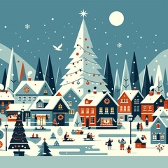 Christmas tree, Santa Claus, gifts, Nativity, reindeer, snow