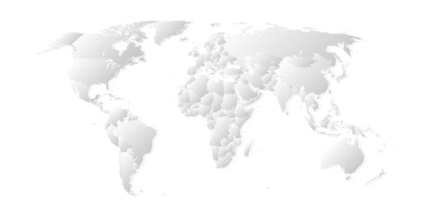 Grey world map on white background