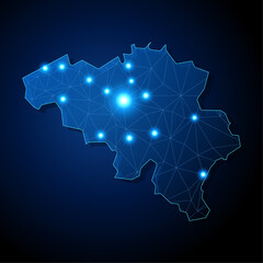 Fototapeta premium Belgium - country shape with lines connecting major cities