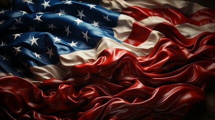 a close up of an american flag with wavy fabric