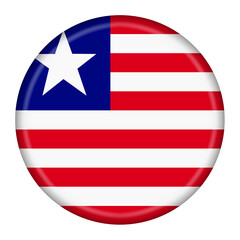 Liberia flag button 3d illustration with clipping path