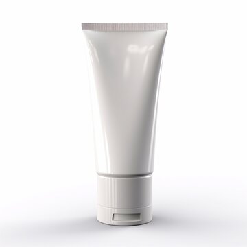 White tube for a cosmetic product isolated on a white background. Generative AI