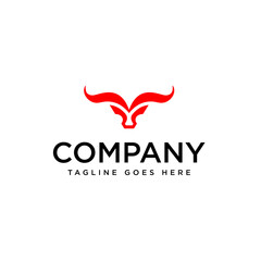 Bull head logo. Abstract stylized cow or bull head with horns icon. Premium logo for steak house, meat restaurant or butchery. Taurus symbol. Vector illustration.