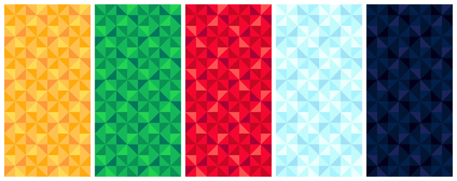 Classic Christmas colors. Set of monochromatic seamless patterns for packaging and backgrounds