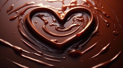 Heart-shaped chocolate splash. Love concept. Chocolate in shape of heart