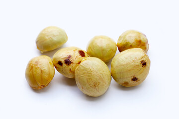 Djenkol fruit bean on white background
