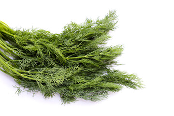 Fresh green dill on white.
