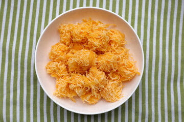 Thai crispy flossy sweet Eggs floss (Foi Thong Krob)