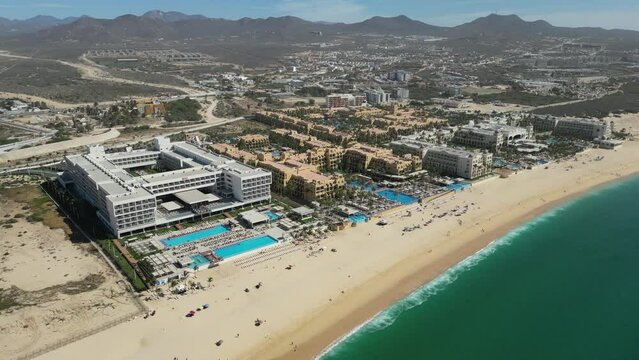 Riu Resorts and beach in Cabo San Lucas, aerial view