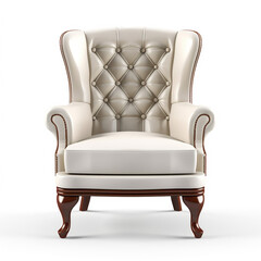 Accent chair ivory color isolated white background, AI Generative.