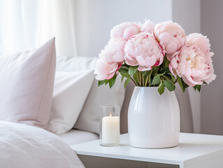  Bedroom and vase with peonies