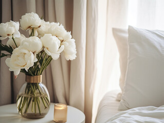  Bedroom and vase with peonies