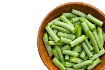 Green beans on white background.