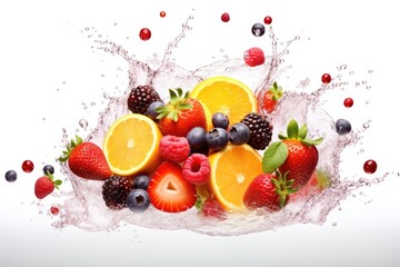 fresh fruit in splash isolated on white background